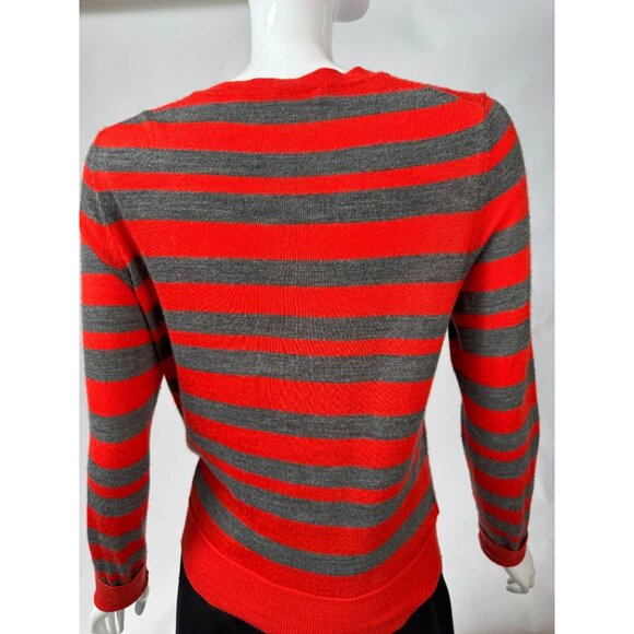 Ann Taylor Loft Womens Red & Gray Striped Button-Up Cardigan Sweater Size S - Picture 8 of 15